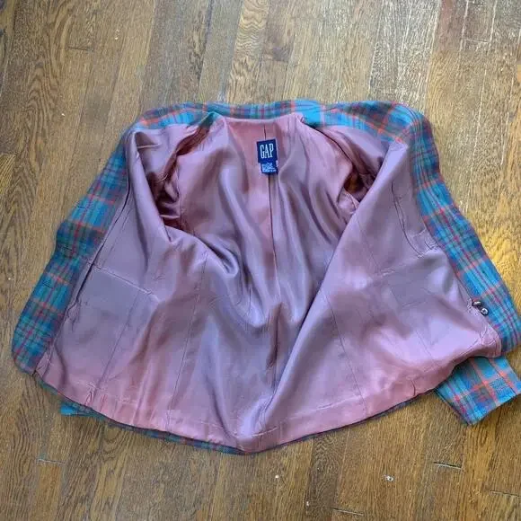 Vtg 80s gap plaid gap blazer large - Picture 3 of 8